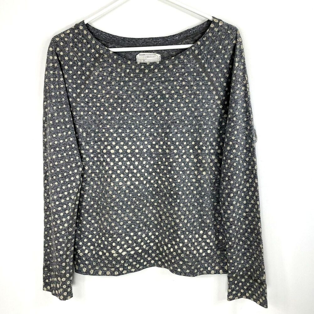 Current Elliott Womens Top‎ Size 1 Size Small Heather Gray White Polka Dots